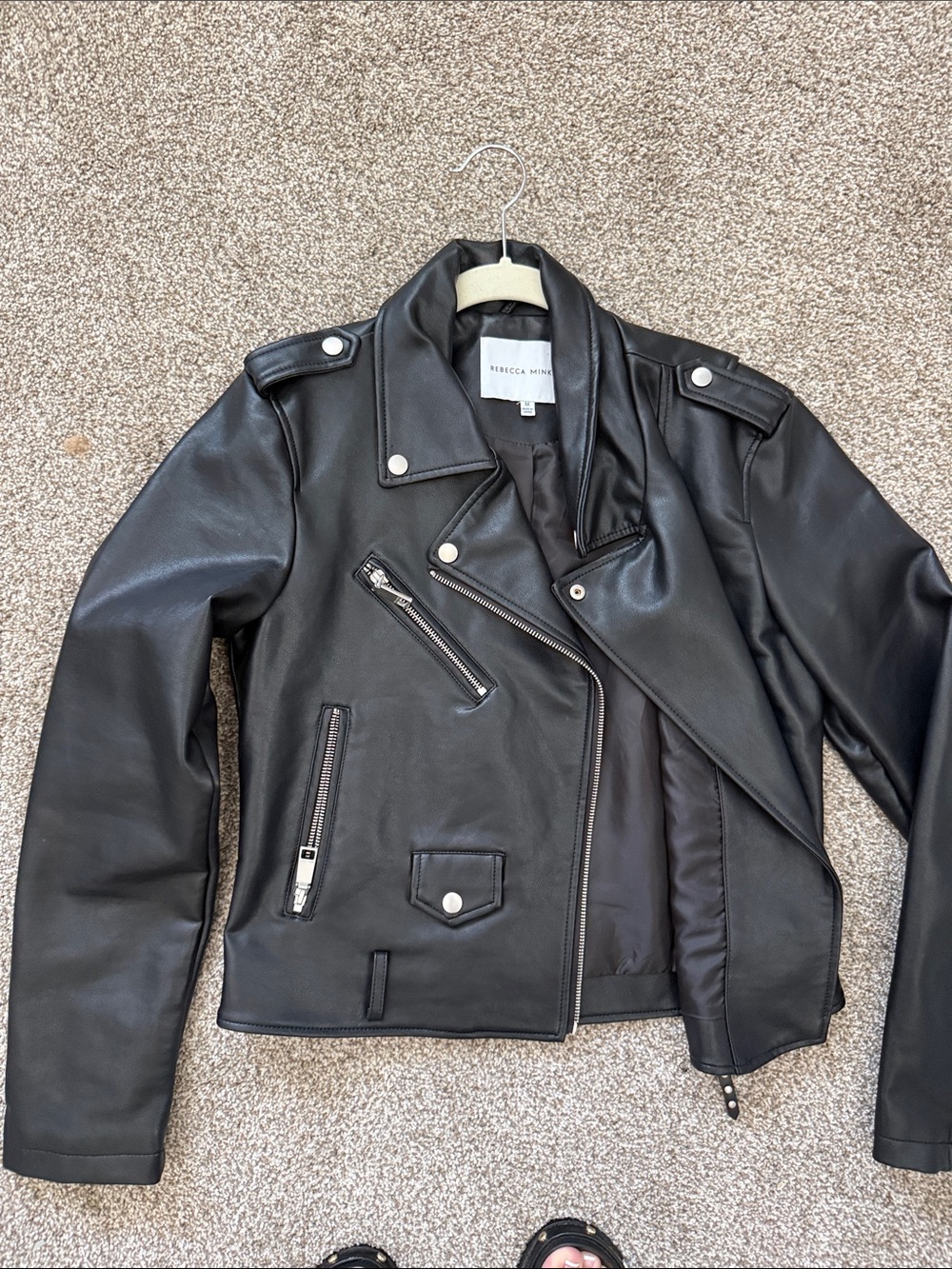 Rebecca Minkoff Black Leather Asymmetrical Moto Jacket